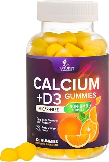 Nature's Nutrition - Gomas de Cálcio Sem Açúcar + 400 UI de Vitamina D3, Saúde Óssea – Marca: Bone Health