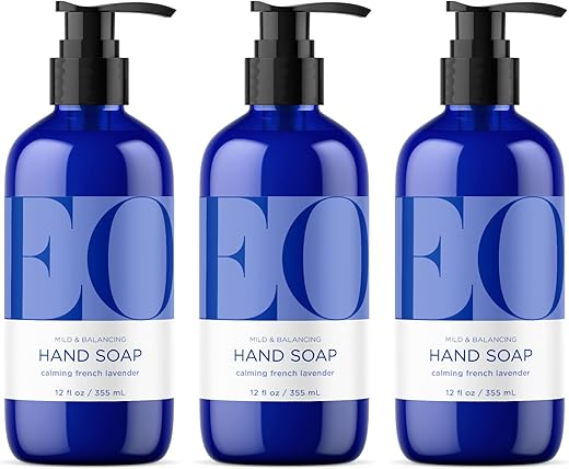 Sabonete Líquido para as Mãos, 354 ml (Pacote com 3), Lavanda Francesa, Limpeza Suave à Base de Plantas Orgânicas com Óleos Essenciais Puros - EO