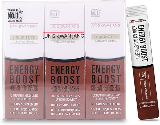 JUNG KWAN JANG - JungKwanJang Ginseng Vermelho Coreano (1000mg) Energia Extração em Bastões, 30 Unidades