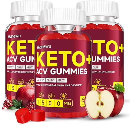 Manewu - Advanced Keto ACV Gummies – 1500mg Vinagre de Maçã com Mãe – Natural, Orgânico, Vegano, Livre de Glúten – Suplemento ACV Keto para Metabolismo e Desintoxicação