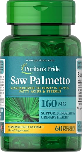 Puritan's Pride - Puritan’s Pride Extrato Padronizado de Saw Palmetto 160 mg Softgels, 60 Unidades (Embalagem de 1)