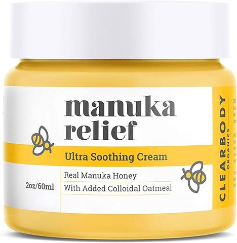 Clearbody Organics - Creme Clearbody Manuka Honey para Eczema – Hidratante Orgânico de Mel para Aliviar Pele Seca e com Coceira – Loção de Mel e Aveia Coloidal para Eczema, Fórmula à Base de Plantas