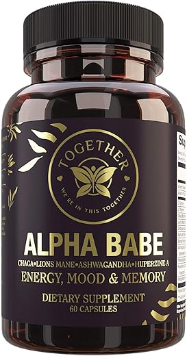 Were In This Together - Alpha Babe | Suplemento Nootrópico para Memória, Humor e Energia | Leão da Montanha, Chaga, Ashwagandha | 60 cápsulas