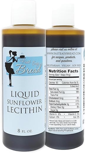 Fast Easy Bread - Lecitina de Girassol Pura Líquida para Cozinhar e Assar – Rápida e Fácil – Grau Alimentício – 100% Natural – 500ml