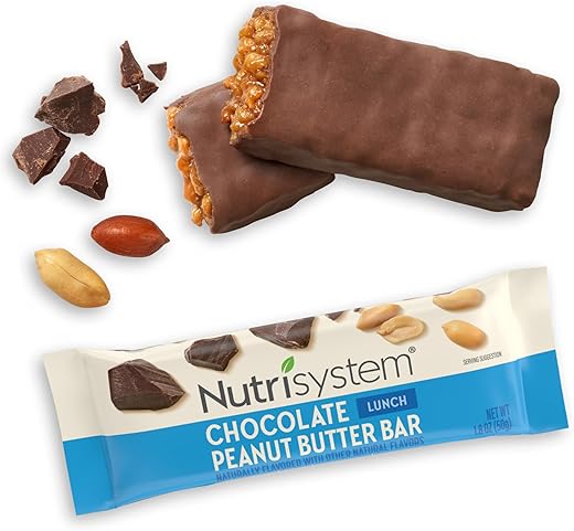 Barras de Almoço de Chocolate com Manteiga de Amendoim – Pacote com 10 Unidades, 11g de Proteína, Auxilia na Perda de Peso - Nutrisystem