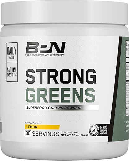 Pó Superfood Strong Greens, Limão, 30 Porções – Marca BPN - BARE PERFORMANCE NUTRITION