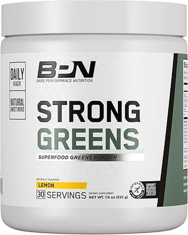 Pó Superfood Strong Greens, Limão, 30 Porções – Marca BPN - BARE PERFORMANCE NUTRITION