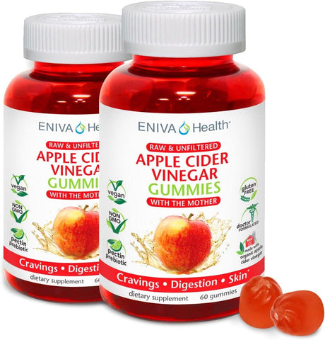 Gomas Gourmet de Vinagre de Maçã 2 Pacotes 120 Unidades – Vitamina Gummy - Eniva Health