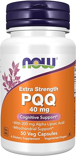 Suplementos, PQQ 40 mg com 200 mg de Ácido Alfa Lipóico, Extra Forte, 50 Cápsulas Vegetais - NOW Foods