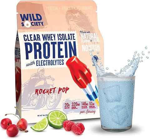 Proteína Isolada de Soro de Leite Premium Transparente com Eletrólitos – Pó Refrescante – 20g de Proteína, 0 Açúcar Adicionado, Livre de Transgênicos, Sabores Naturais - WILD SOCIETY
