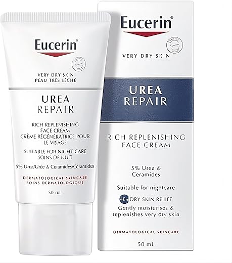 Creme Facial Eucerin Replenishing Skin Relief (com 5% de Ureia) 50ml – Cuidados Dermatológicos, Sem Fragrância