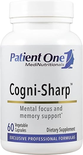 Cogni-Sharp | Suporte à Cognição, Foco e Clareza Mental* | com Ginkgo, Manjericão-de-leão, Bacopa e Mais | 60 Cápsulas - Patient One