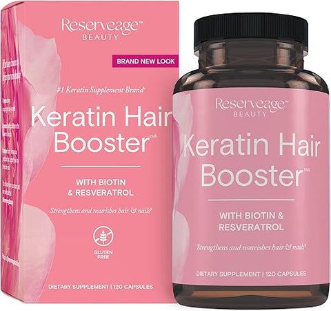 Reserveage Nutrition - Reserveage Beauty: Booster Capilar de Queratina com Biotina – Fortaleça seus cabelos com resultados visíveis