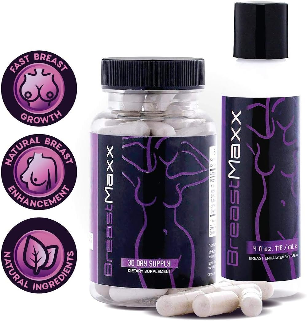 Breast Maxx - Kit de Aumento de Seios para Homens e Mulheres – Cápsulas de Aumento de Seios – Creme Natural para Seios