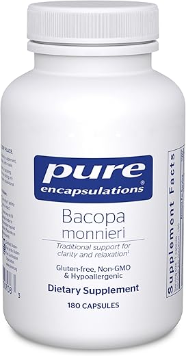 Bacopa Monnieri | Suporte para Cérebro, Memória, Concentração e Redução do Estresse* | 180 Cápsulas - Pure Encapsulations