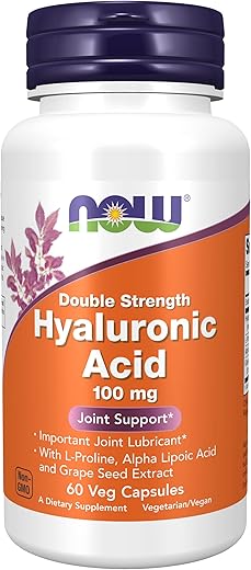 NOW Foods - Hyaluronic Acid 100mg – 60 VegiCaps (2 Embalagens) | Ácido Hialurônico 100mg – Cápsulas Vegetais | Marca em Destaque