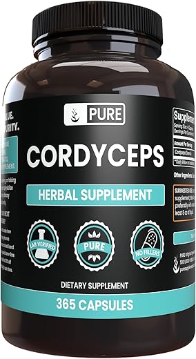 PURE ORIGINAL INGREDIENTS - Cordyceps Puros e Originais, Sem Preenchedores de Magnésio ou Arroz, 365 Cápsulas – Ingredientes Autênticos e de Qualidade