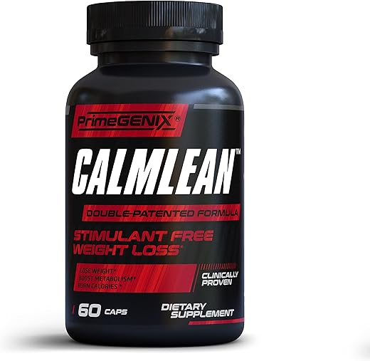 PrimeGENIX - CalmLean Queimador de Gordura Livre de Estimulantes | Suplemento para Perda de Peso Masculino | Supressor de Apetite, Acelerador de Metabolismo | Nutrientes Termogênicos | Fórmula de Perda de Gordura sem Estimulantes