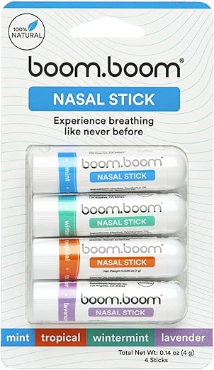 Nasal Stick (4 Unidades) | Potencializa Concentração Melhora Respiração | Proporciona Sensação Refrescante | Inalador de Aromaterapia com Óleos Essenciais Mentolados (Menta, Hortelã Invernal,…) - BoomBoom