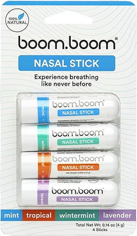 Nasal Stick (4 Unidades) | Potencializa Concentração Melhora Respiração | Proporciona Sensação Refrescante | Inalador de Aromaterapia com Óleos Essenciais Mentolados (Menta, Hortelã Invernal,…) - BoomBoom