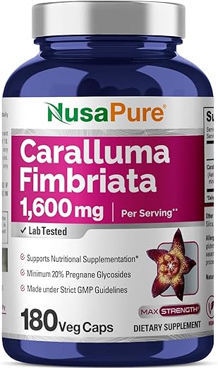 Caralluma Fimbriata 1600mg – 180 Cápsulas Vegetais (Sem OGM, Vegano) - NusaPure