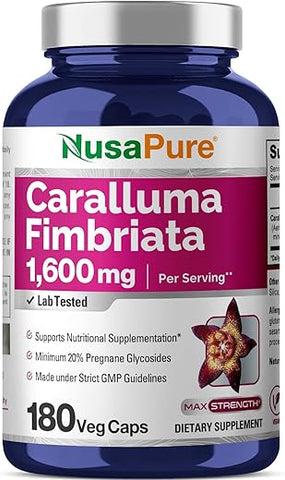 Caralluma Fimbriata 1600mg – 180 Cápsulas Vegetais (Sem OGM, Vegano) - NusaPure