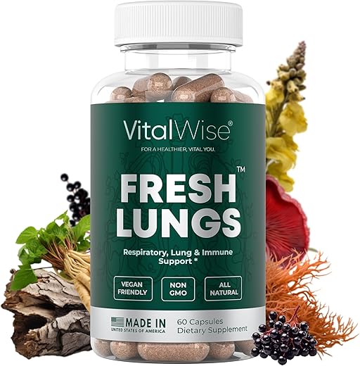 VitalWise - Fresh Lungs – Suplemento Detox e Limpeza Pulmonar com Extrato de Folha de Verbascum para uma Respiração Melhor