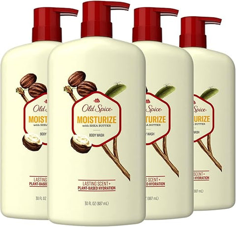 Sabonete Líquido para Homens Hidratante com Manteiga de Karité, 30 ml (Pacote com 4) - Old Spice