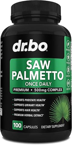 DR. BO - Saw Palmetto para Saúde da Próstata Masculina – Crescimento Capilar e Controle da Bexiga – Complexo de Suplementos