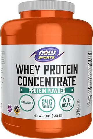 Sports Nutrition – Whey Protein Concentrate 24g com BCAAs em Pó Sem Sabor 2,27kg - NOW Foods