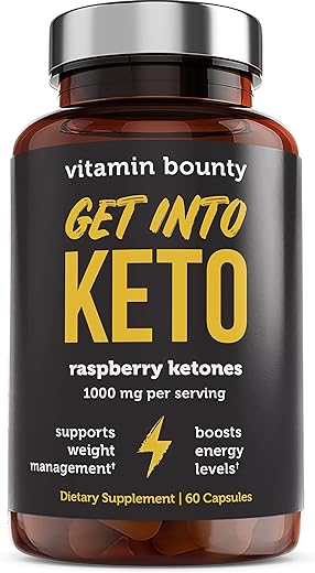 Get Into Keto Pills – Cápsulas Premium de Cetonas de Framboesa, Promove a Cetose para Mulheres e Homens, Suporta a Dieta Keto, Chá Verde, Aumenta a Energia, Não-OGM – 60 Cápsulas - Vitamin Bounty