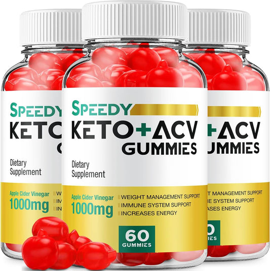 Indelo - (3 Pacotes) Gomas Speedy Keto ACV – Fórmula Avançada Speedy Keto Plus ACV Gummies Apple Cider Vinegar – Suplemento Alimentar Speedy ACV para Homens e Mulheres (180 Gomas)