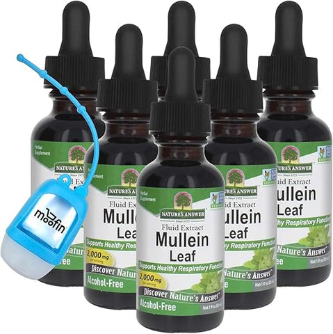 moofin - Extrato de Verbascum para Pulmões, 30 ml, Acompanhado de Dispensador de Álcool em Gel sem Álcool, Suplemento de Suporte Respiratório, Não-OGM