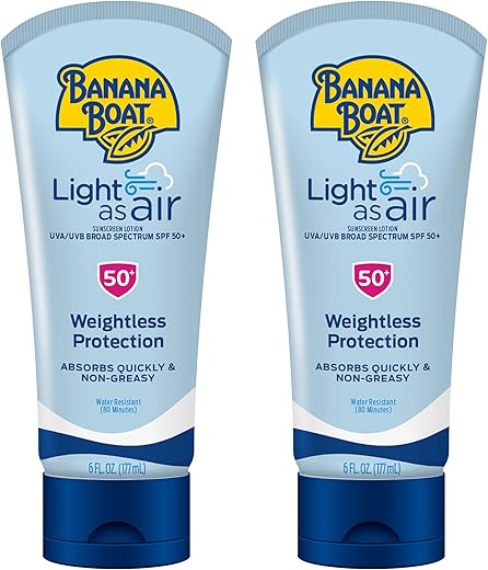 Protetor Solar Loção FPS 50 Twin Pack | Protetor Solar Leve, Loção Protetora Solar, Banana Boat Loção Protetora Solar para o Corpo, Protetor Solar Não Oleoso, Oxybenzone - Banana Boat