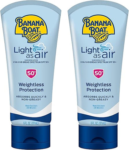 Protetor Solar Loção FPS 50 Twin Pack | Protetor Solar Leve, Loção Protetora Solar, Banana Boat Loção Protetora Solar para o Corpo, Protetor Solar Não Oleoso, Oxybenzone - Banana Boat