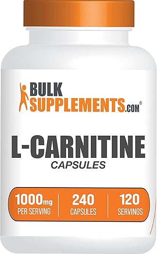 Suplemento de L-Carnitina 1000mg em Cápsulas – BulkSupplements.com, 240 Cápsulas (Embalagem de 1)