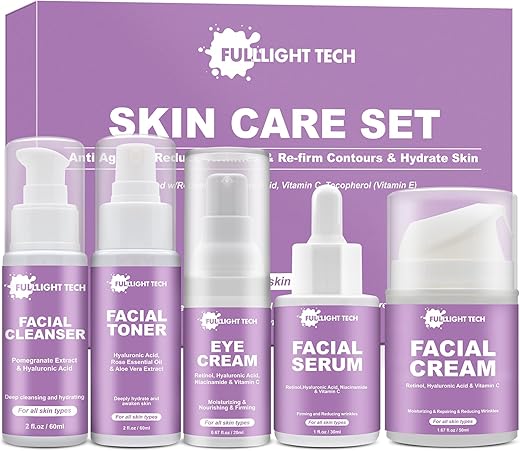 FULLLIGHT TECH - Kit de Rotina de Cuidados Anti-Envelhecimento para Mulheres, Reduz Rugas