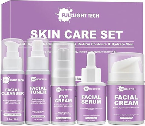 FULLLIGHT TECH - Kit de Rotina de Cuidados Anti-Envelhecimento para Mulheres, Reduz Rugas