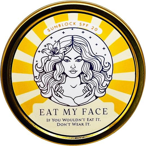 Eat My Face - Protetor Solar Natural – Tallow de Pasto com FPS 20, Óxido de Zinco Não-Nano, Amigo dos Recifes – Hidratante de Shea