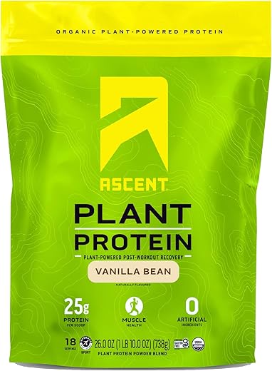 Proteína em Pó à Base de Plantas – Proteína Vegana Não Láctea, Ingredientes Naturais, Livre de Soja – 100% Vegan, 30g de Proteína por Porção - Ascent