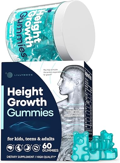 LILYMOON - Gummies Multivitamínicos para Crescimento de Altura, Suplemento Natural para Aumento de Altura com Cálcio, Zinco, K2 D3, Magnésio, Suporte para Densidade e Força Óssea, Gummies para Crescer Mais Alto para Adultos