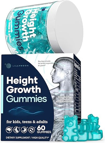 LILYMOON - Gummies Multivitamínicos para Crescimento de Altura, Suplemento Natural para Aumento de Altura com Cálcio, Zinco, K2 D3, Magnésio, Suporte para Densidade e Força Óssea, Gummies para Crescer Mais Alto para Adultos