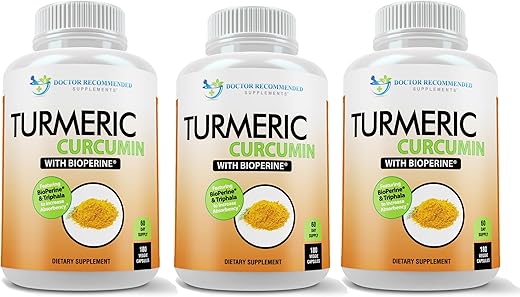 DOCTOR RECOMMENDED SUPPLEMENTS - Suplemento de Cúrcuma Curcumina – 2250mg/d – Cápsulas Vegetais – 95%% Curcuminoides com Extrato de Pimenta Preta (Bioperina) – Cápsulas de 750mg – 100%% Orgânico – Cúrcuma Mais Poderosa (Pacote com 3)