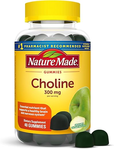 Gomas Veganas de Colina – Suporte à Saúde do Fígado, Sistema Nervoso e Cérebro – 40 Unidades – 20 Dias de Fornecimento - Nature Made