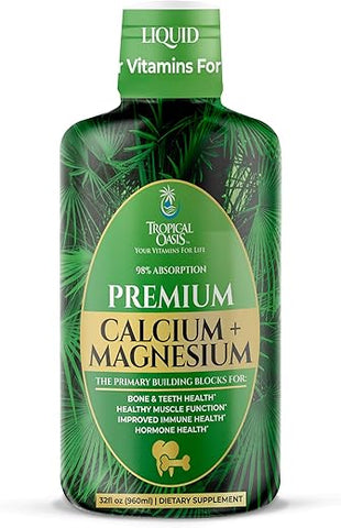 Cálcio Líquido Magnésio para Saúde Óssea – 946 ml, 64 Porções - Tropical Oasis