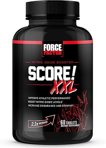 Force Factor - FORCE FACTOR Score! XXL – Booster de Óxido Nítrico para Homens com L-Citrulina, Maca Negra e Tribulus – Melhora o Desempenho Atlético, Aumenta a Resistência e Apoia a Circulação Sanguínea