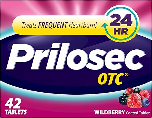OTC 20mg Libera Alívio de Azia por 24 Horas, Sabor Wildberry, 42 Comprimidos - Prilosec