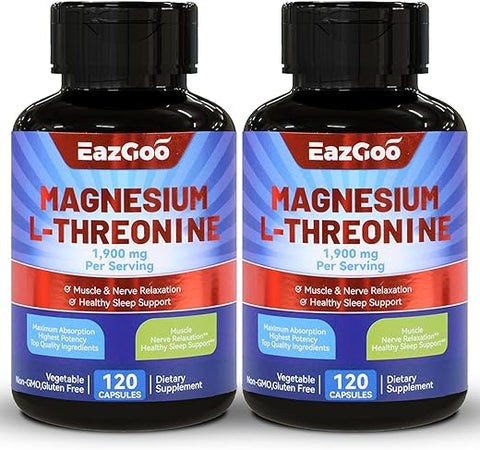 EAZGOO - Suplemento de Magnésio L-Treonina, Mineral Magnésio, 1900mg, 240 Cápsulas