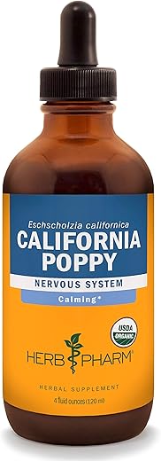 Extrato Líquido de Papoula da Califórnia Orgânica Certificada para Apoio ao Sistema Nervoso Calmante – 120 ml - Herb Pharm