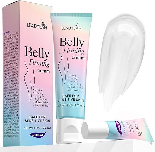 Leadyeah - Creme Firmador B Flat Belly – Hidratante, Tonificante, Firmador para Barriga, Coxas e Glúteos, Loção Corporal com Hibisco e Mel para Mulheres e Homens, 125,5 ml